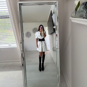 Black and white button down dresa